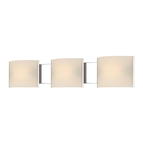 Pannelli 3 Light Vanity In Chrome And Hand-Moulded White Opal Glass