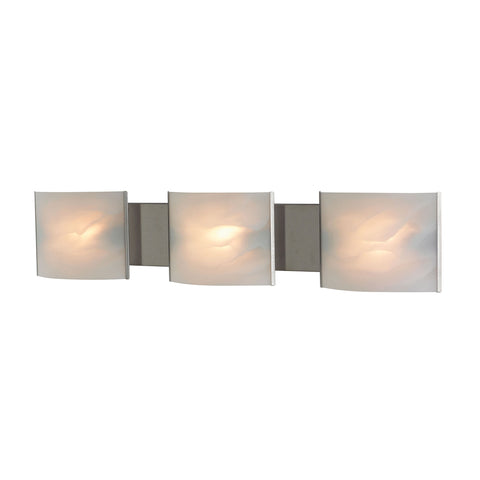Pannelli 3 Light Vanity In Stainless Steel And Hand-Moulded White Alabaster Glass