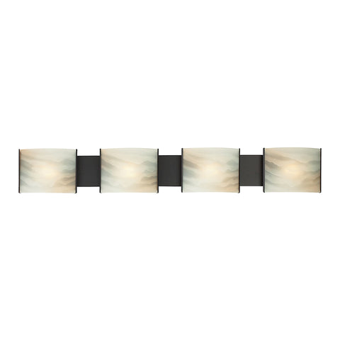 Pannelli 4 Light Vanity In Oil Rubbed Bronze And Hand-Moulded Honey Alabaster Glass