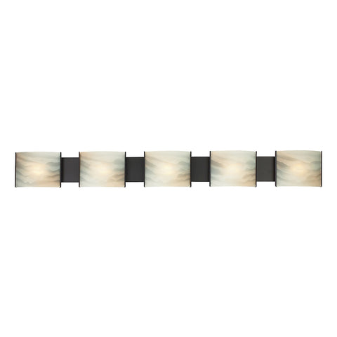 Pannelli 5 Light Vanity In Oil Rubbed Bronze And Hand-Moulded Honey Alabaster Glass