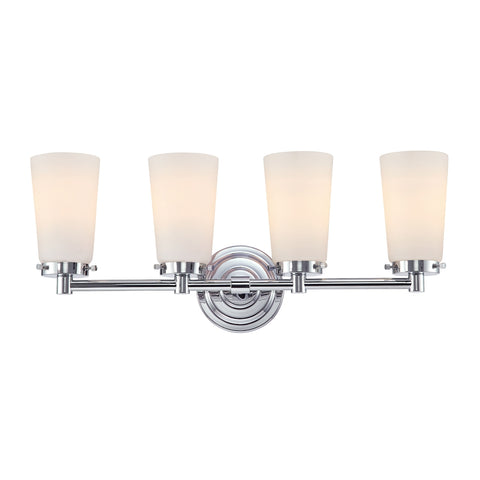 Madison 4 Light Vanity In Chrome And White Opal Glass