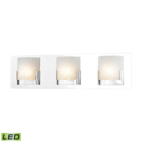 Ophelia 3 Light LED Vanity In Chrome And Clear Glass