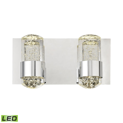 Surrey 2 Light LED Vanity In Chrome And Bubbled Glass
