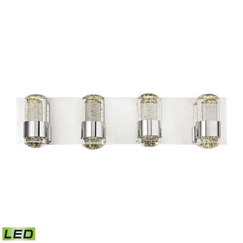 Surrey 4 Light LED Vanity In Chrome And Bubbled Glass