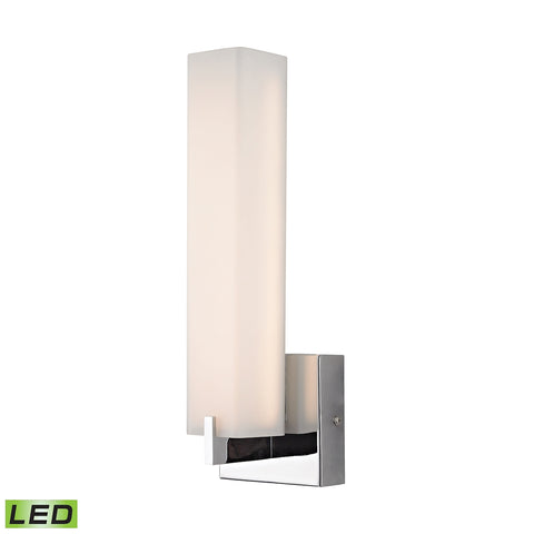 Moderno LED 1 Light Wall Sconce In Chrome And White Opal Glass