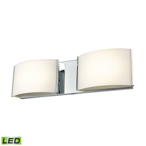 Pandora LED 2 Light LED Vanity In Chrome And Opal Glass