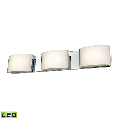 Pandora LED 3 Light LED Vanity In Chrome And Opal Glass