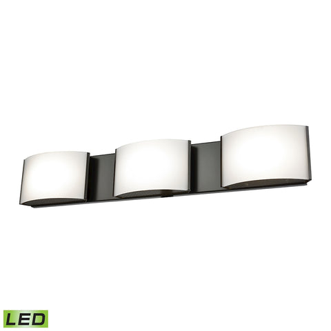 Pandora LED 3 Light LED Vanity In Oiled Bronze And Opal Glass