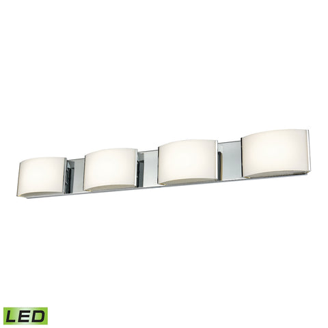 Pandora LED 4 Light LED Vanity In Chrome And Opal Glass