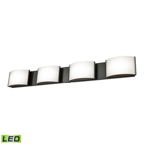 Pandora LED 4 Light LED Vanity In Oiled Bronze And Opal Glass