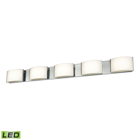 Pandora LED 5 Light LED Vanity In Chrome And Opal Glass