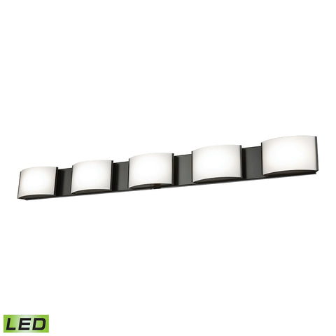 Pandora LED 5 Light LED Vanity In Oiled Bronze And Opal Glass