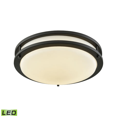 Clarion 11" LED Flush In Oil Rubbed Bronze With A White Acrylic Diffuser