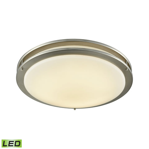 Clarion 18" LED Flush In Brushed Nickel With A White Acrylic Diffuser