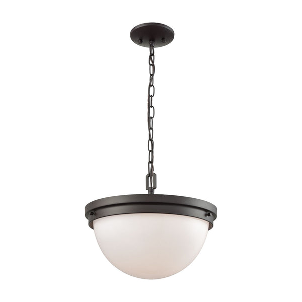 Beckett 3 Light Pendant,Semi Flush Dual Mount In Oil Rubbed Bronze With Opal White Glass