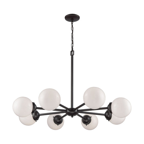 Beckett 8 Light Chandelier In Oil Rubbed Bronze With Opal White Glass