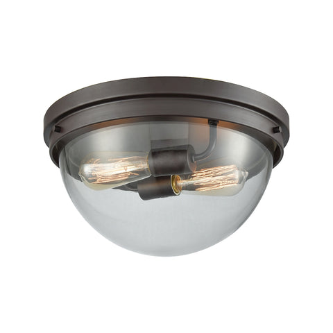 Beckett 2 Light Flush Mount In Oil Rubbed Bronze With Clear Glass