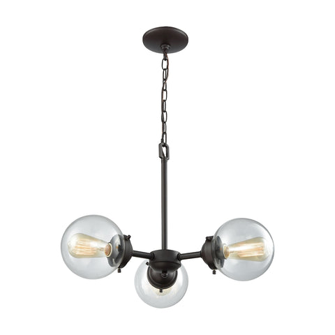 Beckett 3 Light Chandelier In Oil Rubbed Bronze With Clear Glass