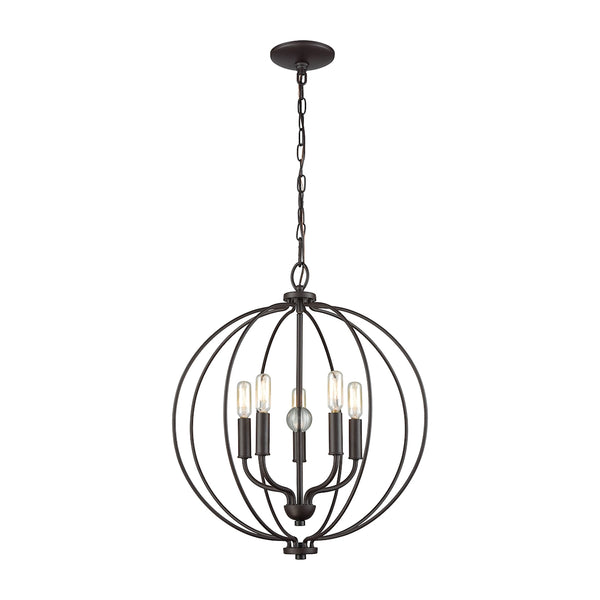 Williamsport 5 Light Chandelier In Oil Rubbed Bronze With Clear Glass Ball
