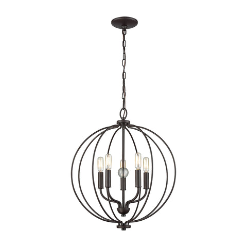 Williamsport 5 Light Chandelier In Oil Rubbed Bronze With Clear Glass Ball