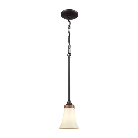 Park City 1 Light Pendant In Oil Rubbed Bronze,Wood Grain And Light Beige Scavo Glass