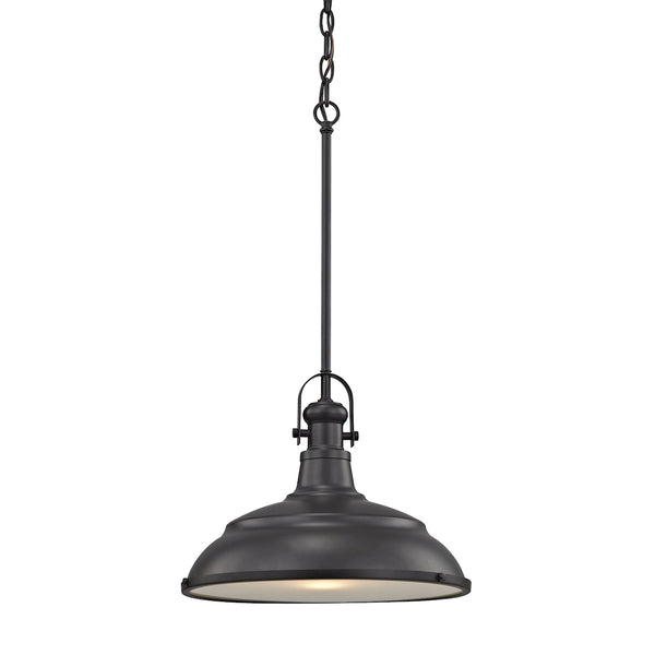 Blakesley 1 Light Pendant In Oil Rubbed Bronze With Frosted Glass.