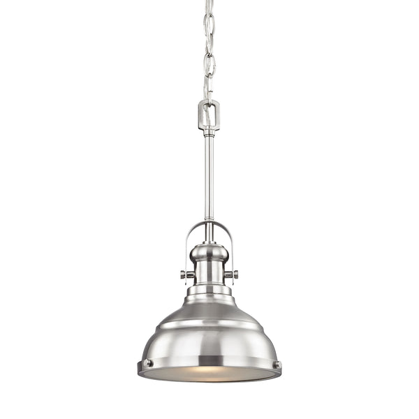 Blakesley 1 Light Pendant In Brushed Nickel With Frosted Glass.