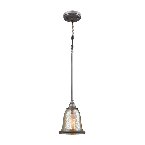 Georgetown 1 Light Pendant In Weathered Zinc With Mercury Glass