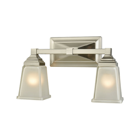 Sinclair 2 Light Bath In Brushed Nickel With Frosted Glass