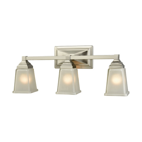 Sinclair 3 Light Bath In Brushed Nickel With Frosted Glass