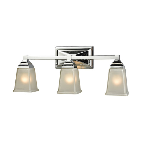 Sinclair 3 Light Bath In Polished Chrome With Frosted Glass
