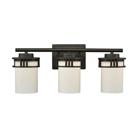 Ravendale 3 Light Bath In Oil Rubbed Bronze With Opal White Glass