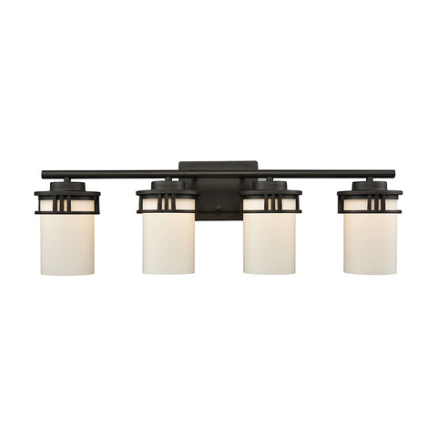 Ravendale 4 Light Bath In Oil Rubbed Bronze With Opal White Glass