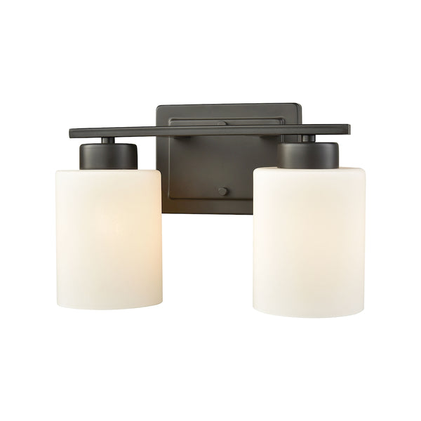 Summit Place 2 Light Bath In Oil Rubbed Bronze With Opal White Glass