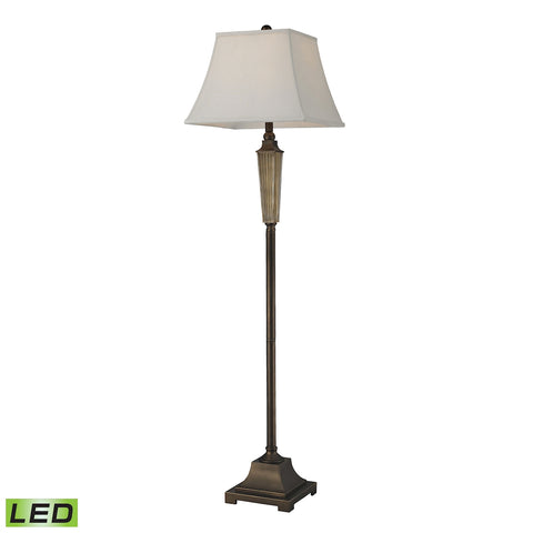 Amber Smoked Glass LED Floor Lamp With Bronze Accents