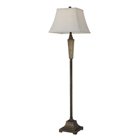 Amber Smoked Glass Floor Lamp With Bronze Accents