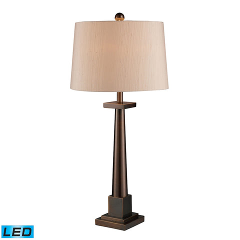 Lock Haven LED Table Lamp In Dunbrook With Cream Textured Shuntung Shade