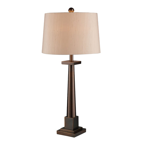 Lock Haven Table Lamp In Dunbrook With Cream Textured Shuntung Shade