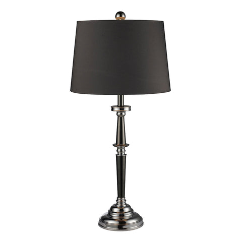Monaca Table Lamp In Black Nickel And Chrome With Slate Grey Shade