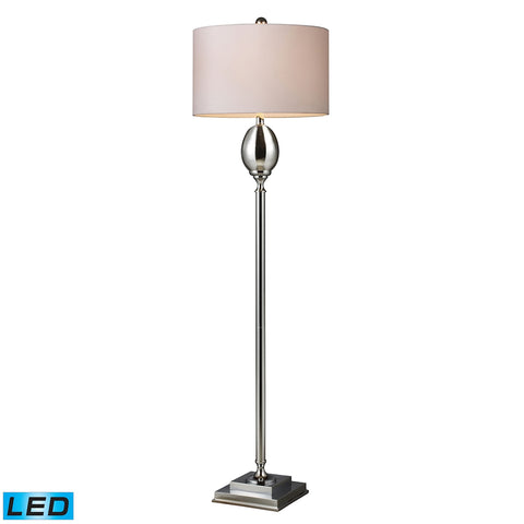 Waverly LED Floor Lamp In Chrome Plated Glass With Milano Pure White Shade