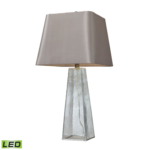 Seeded Glass LED Table Lamp in Clear With Light Grey Shade