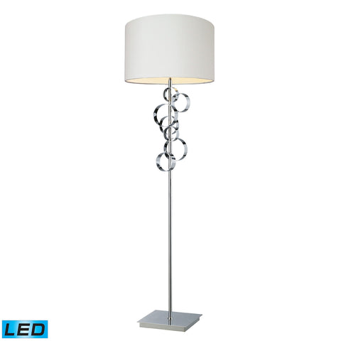 Avon Comtemporary Chrome LED Floor Lamp With Intertwined Circular Design