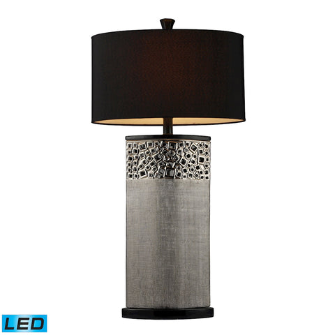 Bellevue LED Table Lamp In Silver Plating With Oval Black Shantung Shade
