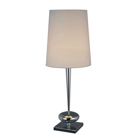 Sayre Table Lamp In Chrome With White Faux Silk Shade