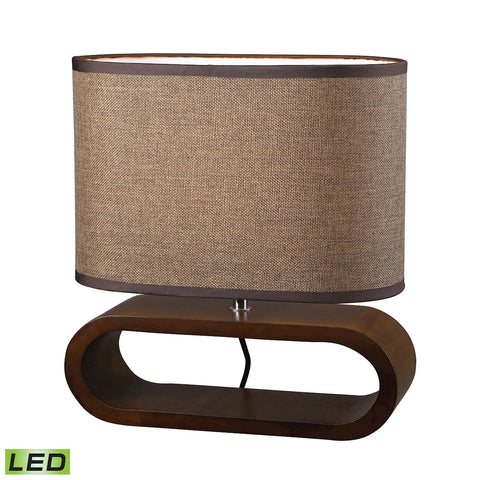 Oval LED Table Lamp In Natural Stained Wood