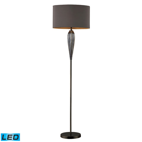 Carmichael LED Floor Lamp In Steel Smoked Glass And Black Nickel