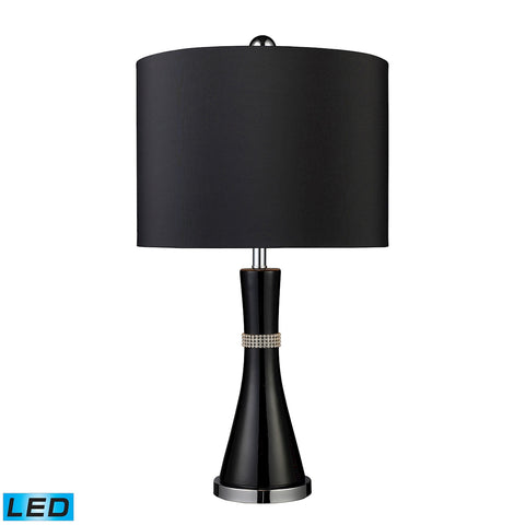 Sanyan LED Table Lamp In Gloss Black With Black Faux Silk Shade