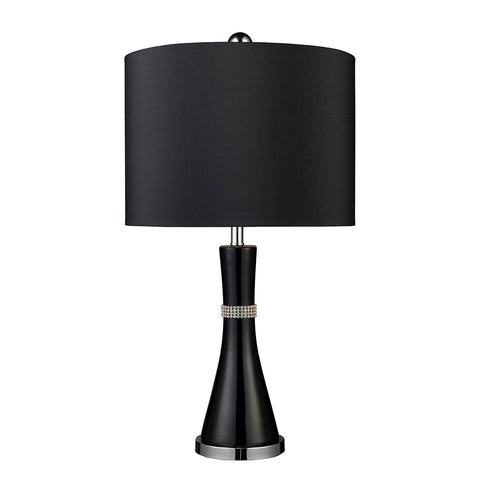 Sanyan Table Lamp In Gloss Black With Black Faux Silk Shade