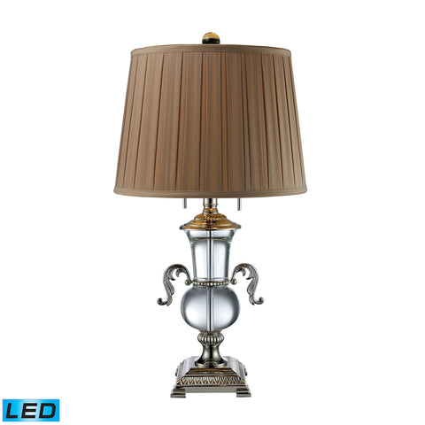 Raven 2 Light LED Table Lamp In Clear Crystal And Polished Nickel