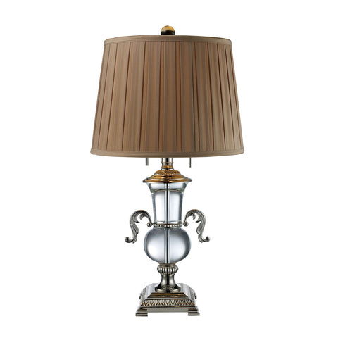 Raven 2 Light Table Lamp In Clear Crystal And Polished Nickel
